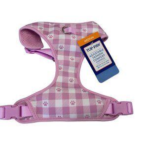 Top Paw Adjustable Comfort Dog Harness Medium Pink Plaid 21"-27" Girth